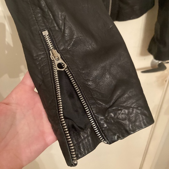 Washed Leather Moto Jacket - Small - TRUE BLACK 89140292 - Picture 6 of 9